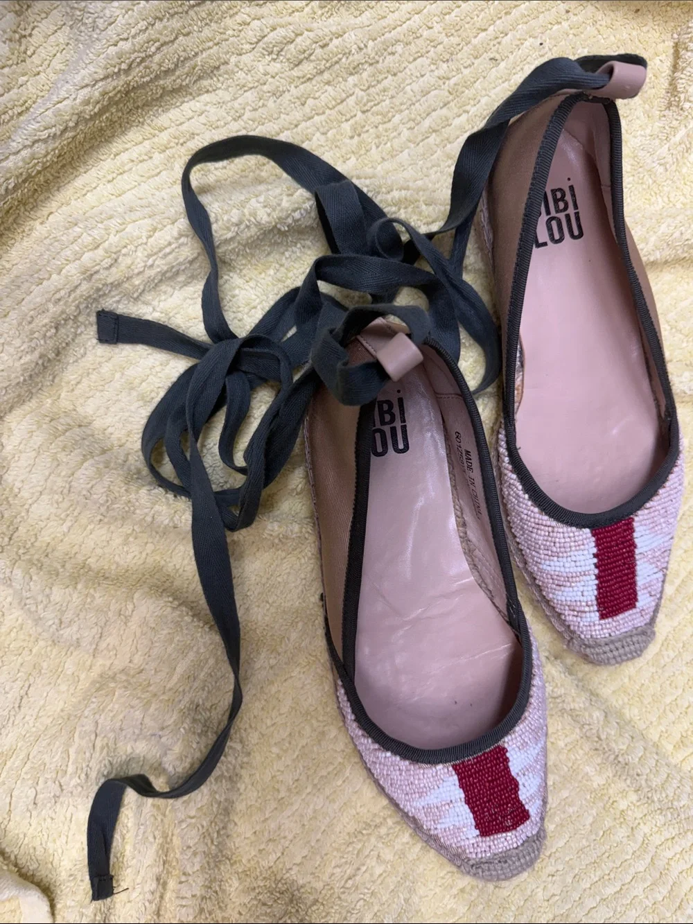 Beaded espadrilles - tie up - bought at anthropology